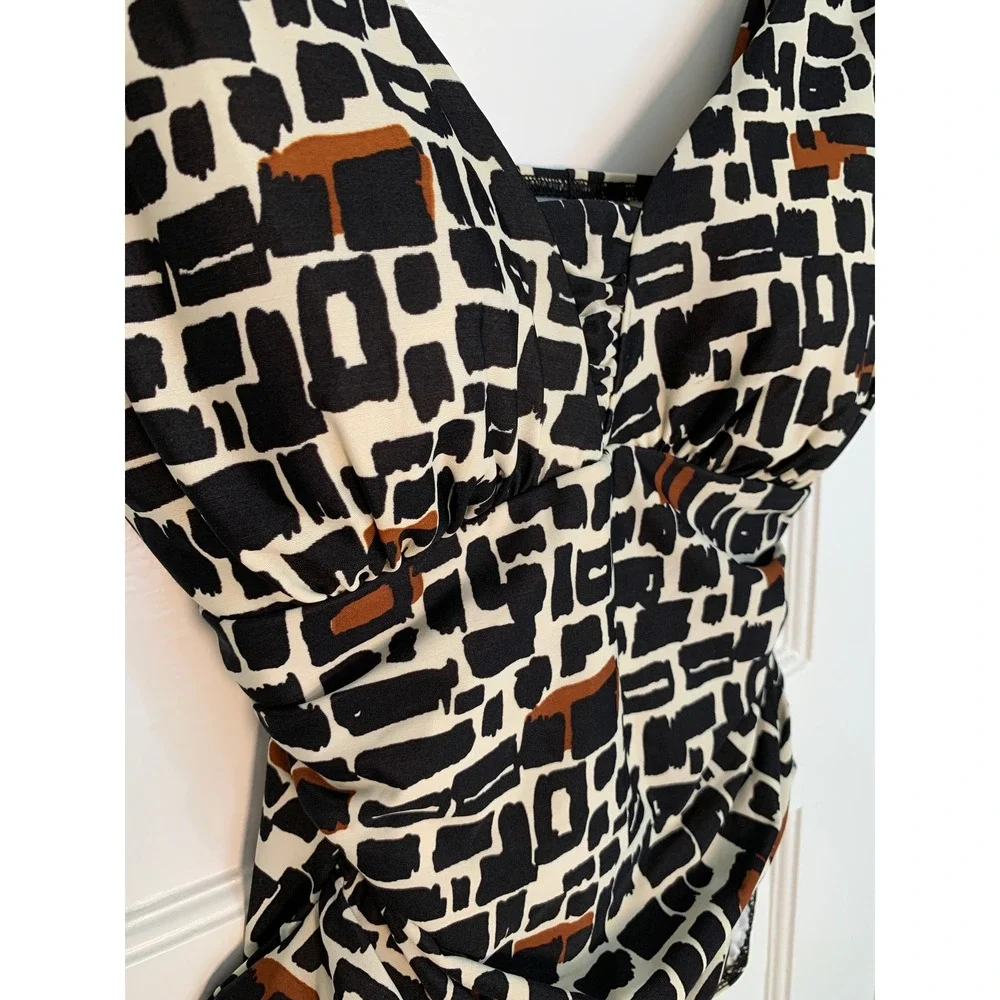 Lands End Slender Suit Grecian Adjustable Geometric One Piece Bathing Suit / 12P
